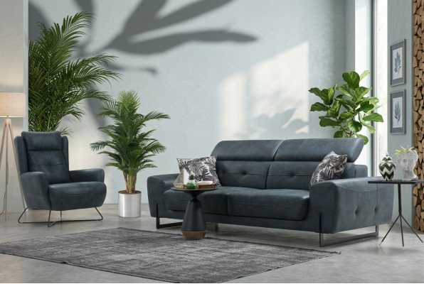 2-piece sofa set comprising three-seater sofa couch living room designer armchair textile furniture