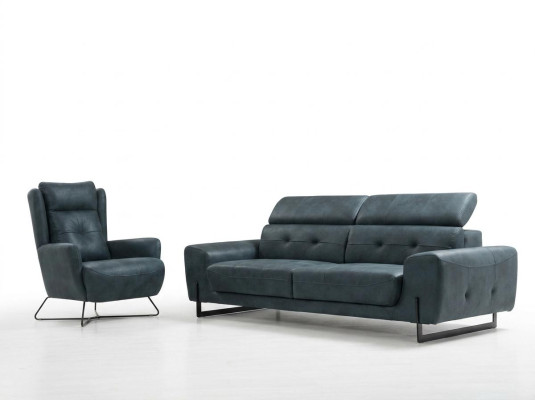 2-piece sofa set comprising three-seater sofa couch living room designer armchair textile furniture