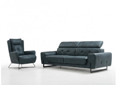 2-piece sofa set comprising three-seater sofa couch living room designer armchair textile furniture