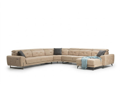 Sectional U-shaped seating furniture, designer seating furniture, modern sofa couch upholstery.