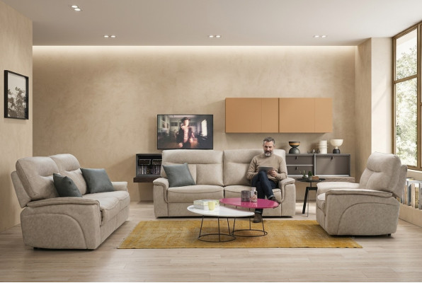 Designer sofa set 3-piece modern upholstered furniture complete living room