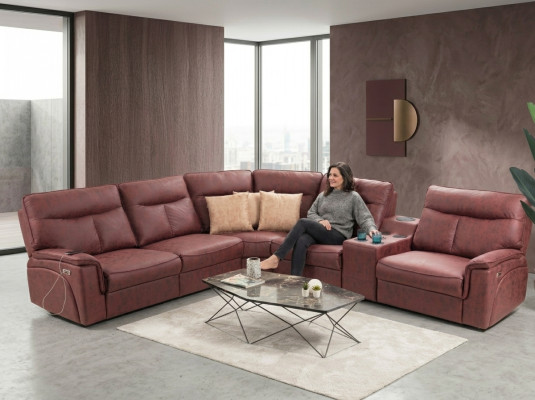 Sectional sofa L-shape design living room luxury seating furniture modern red upholstered furniture