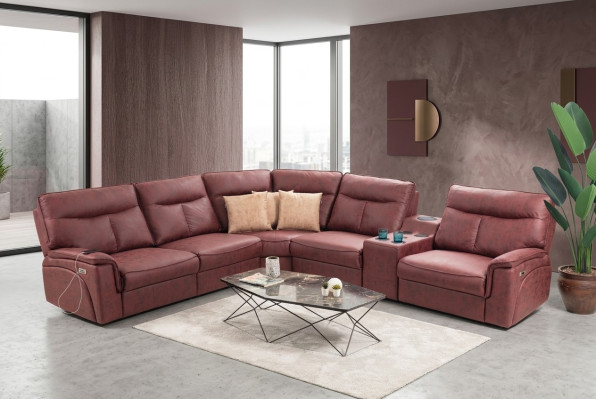 Sectional sofa L-shape design living room luxury seating furniture modern red upholstered furniture