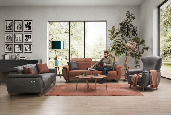 3-piece living room sofa set three-seater sofa couch modern armchair luxury