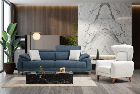 Complete Sofa Couch Three-Seater White Armchair Living Room Sofa Set 3-piece