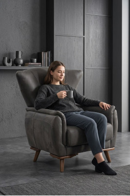 Modern armchair luxury living room upholstered furniture grey seat design furniture