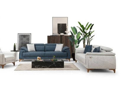 Modern three-seater 2x sofa couch suite complete textile furniture design