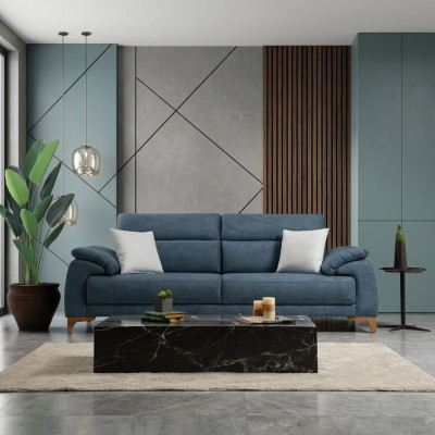 Sofa Couch Living Room Modern Furniture Three-Seater Blue Upholstered Sofa Design