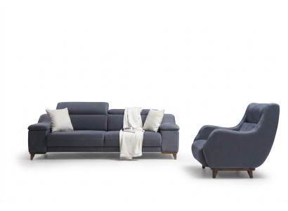 Living Room Complete 2 Piece Three-Seater Sofa Modern Armchair Textile New Furniture Couch