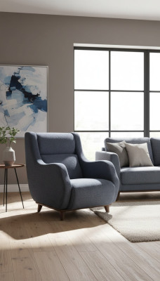 Gray armchair modern seating living room upholstered furniture textile furniture design