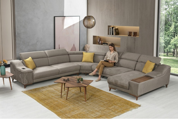 Sofa U-Shape Living Room Corner Sofa Upholstered Furniture Modern Upholstery Textile Design