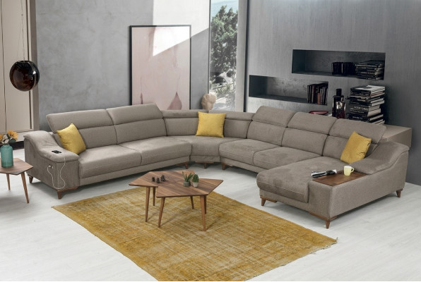 Sofa U-Shape Living Room Corner Sofa Upholstered Furniture Modern Upholstery Textile Design
