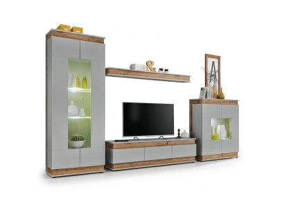 Luxury Modern Living Room Set 4-piece. Wall Unit Display Cabinet Shelf Wood Furniture New