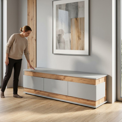 Luxury White TV Stand Living Room Modern Design New Wood Furniture Lowboard
