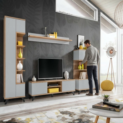Living room set 5-piece luxury wall units wood furniture set TV stand new