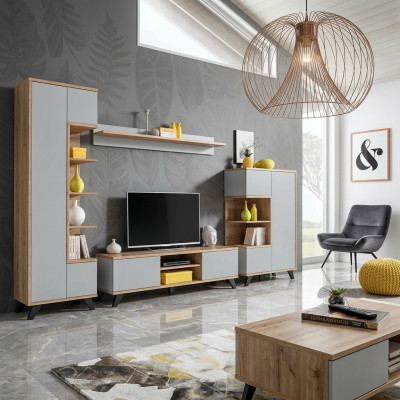 Living room set 5-piece luxury wall units wood furniture set TV stand new