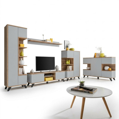 Living room set 5-piece luxury wall units wood furniture set TV stand new