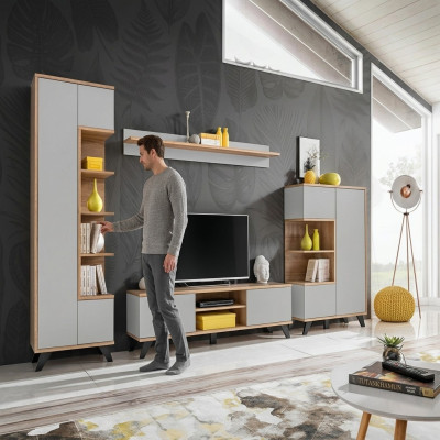 Luxury living room furniture set with TV stand and shelves