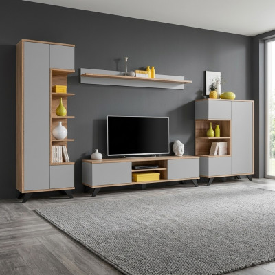 Luxury living room furniture set with TV stand and shelves