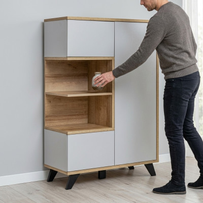 Living room bookshelf wood office cabinet shelf luxury wooden furniture design