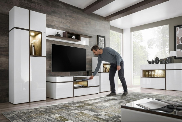 Set of 5 pieces living room TV stand cabinet wall units wood modern furniture new