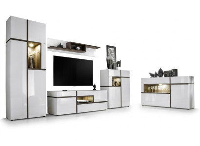 Set of 5 pieces living room TV stand cabinet wall units wood modern furniture new