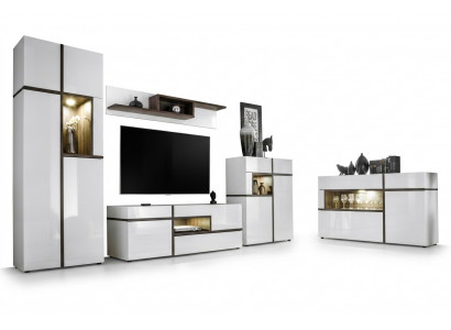 Set of 5 pieces living room TV stand cabinet wall units wood modern furniture new