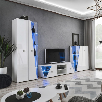 Living room luxury furniture set 3-piece wall unit designer furniture display case wood