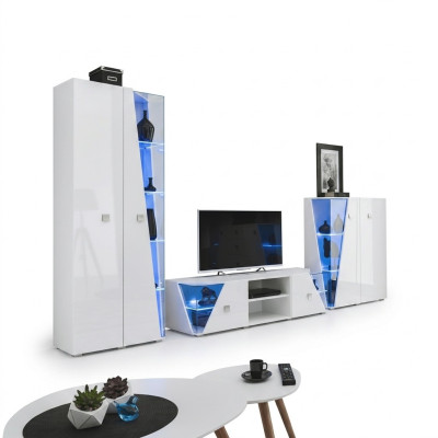 Living room luxury furniture set 3-piece wall unit designer furniture display case wood