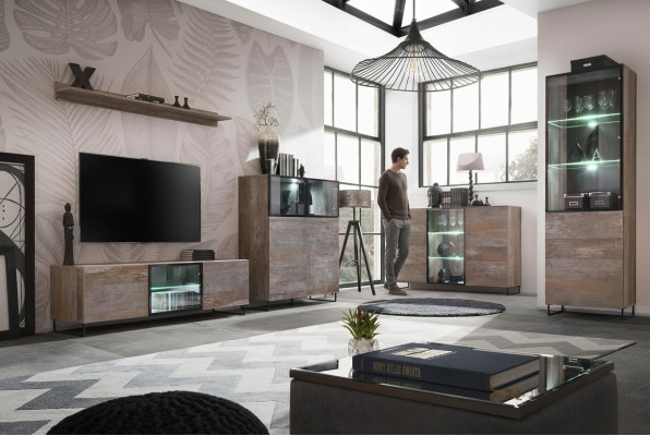 Design living wall TV stand 2x showcase TV lowboard furnishing set 5-piece