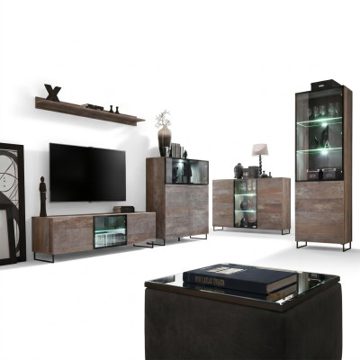 Design living wall TV stand 2x showcase TV lowboard furnishing set 5-piece