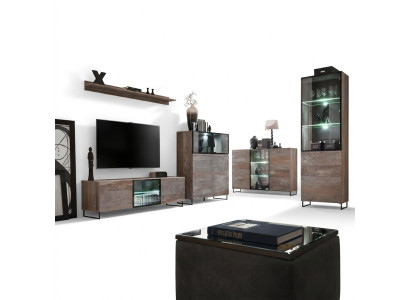 Design living wall TV stand 2x showcase TV lowboard furnishing set 5-piece