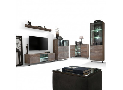 Design living wall TV stand 2x showcase TV lowboard furnishing set 5-piece