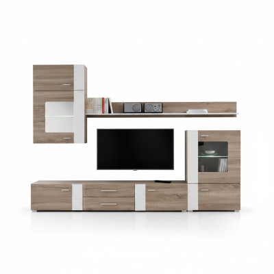 Living room wall unit, TV wall, wood style, modern shelf, living room furniture, cabinet, new.