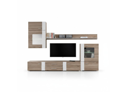 Living room wall unit, TV wall, wood style, modern shelf, living room furniture, cabinet, new.