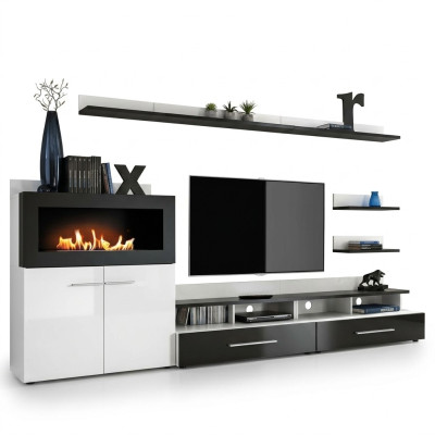 Wall unit TV stand dresser with built-in fireplace designer furniture modern
