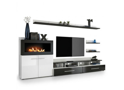 Wall unit TV stand dresser with built-in fireplace designer furniture modern