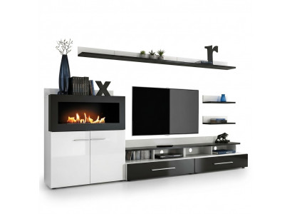 Wall unit TV stand dresser with built-in fireplace designer furniture modern