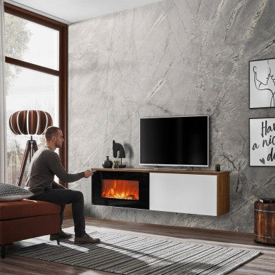 Modern TV stand with fireplace luxury living room new design furniture wood