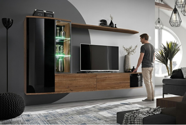 Living room wall unit set luxury living room TV stand wooden wall shelf wall cabinet new
