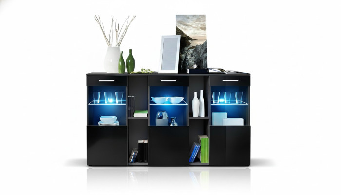 Black Sideboard Designer Dresser Living Room Modern Wood Furniture