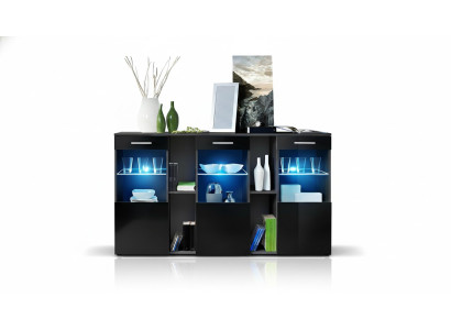 Black Sideboard Designer Dresser Living Room Modern Wood Furniture