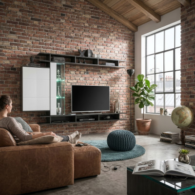 Modern wall unit gray designer living room furniture wood wall cabinet