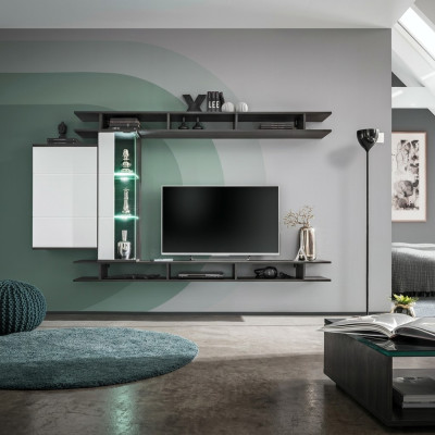 Modern wall unit gray designer living room furniture wood wall cabinet