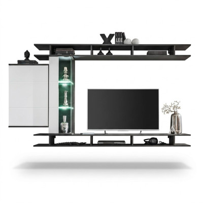 Modern wall unit gray designer living room furniture wood wall cabinet