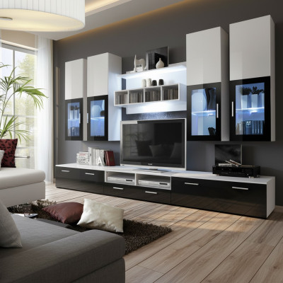 Modern design wall unit wood wall shelves complete TV stand furniture