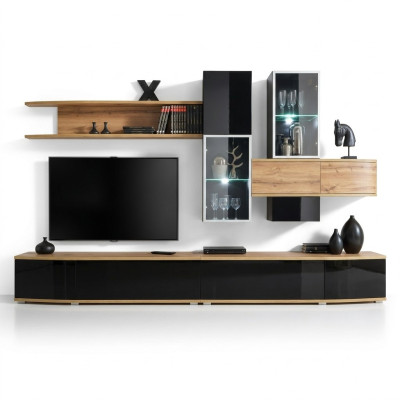 Designer living room wall unit, modern design, luxury furniture, wall shelves, new