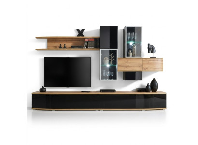 Designer living room wall unit, modern design, luxury furniture, wall shelves, new