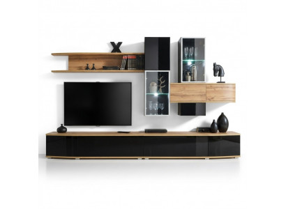 Designer living room wall unit, modern design, luxury furniture, wall shelves, new
