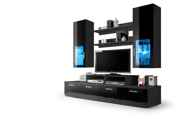 Wall unit wood style modern luxury living room furniture wall cabinet complete